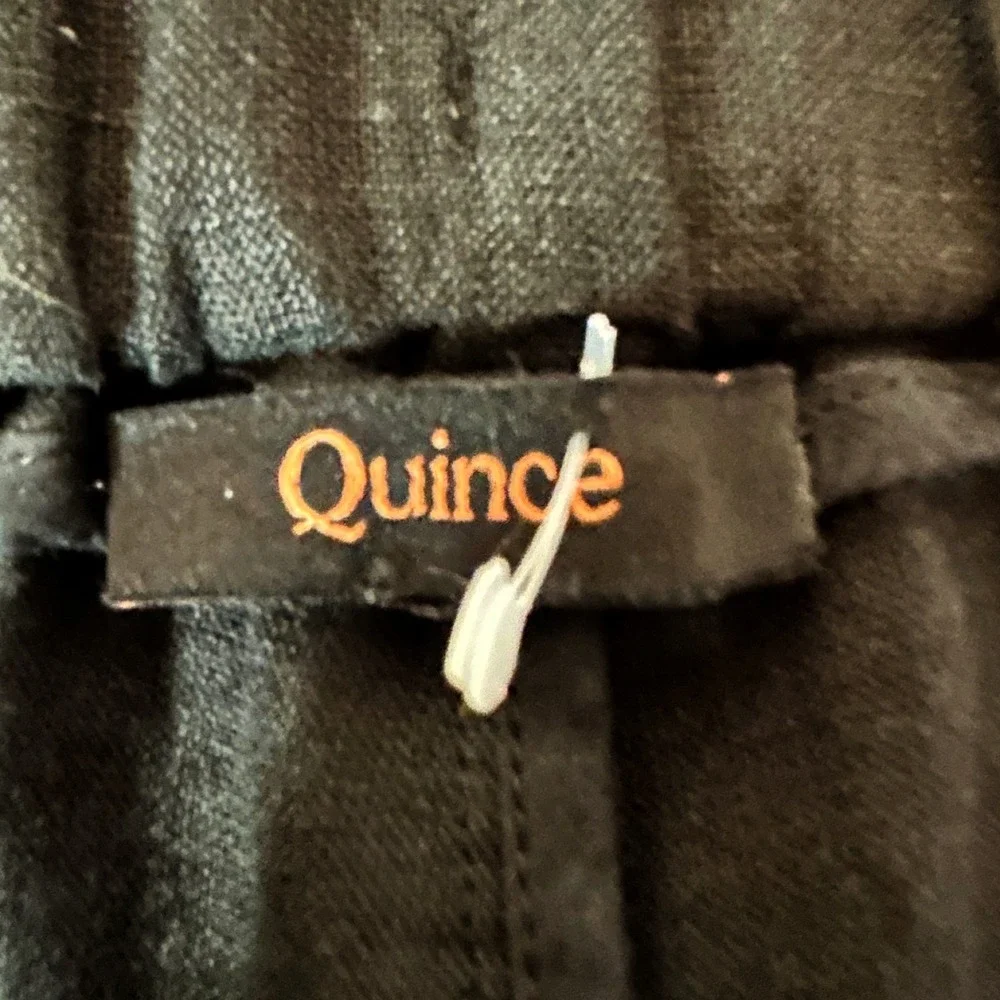 Quince Women's 100% European Linen Elastic Waist Pull On Casual Pants‎ Black XL